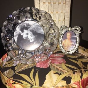 NEW PHOTO FRAMES (2) small etched mini pewter